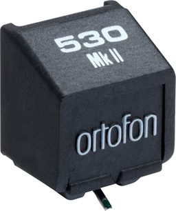Diament do gramofonu Ortofon STYLUS 530 MK II, widok perspektywiczny, czarna obudowa z białymi napisami