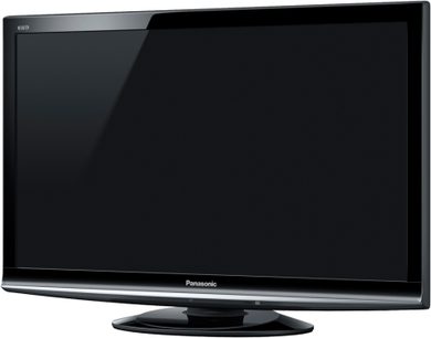 Panasonic TX-L37G15 sort fladskærms-TV, set forfra, placeret på et stativ