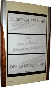 Bukleta projekcijas ekrāns "Design screen Paris 2" 234 x 132 cm, jūsu personalizētās fotogrāfijas, priekšējais skats, atvērts vāks