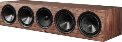 Paradigm Premier 620C v2 középsugárzó hangsugárzó dió, barna fa hatású kabinet, elölnézetben öt fekete hangszóróval