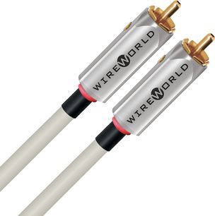 Audio kabel Wireworld Solstice 10 RCA 1m s analogovým RCA konektorem, stříbrnými válcovými konektory, pozlacenými špičkami a bílým opletením