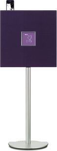 Yamaha RESTIO ISX-800 lilla gulvhøjttaler med LED-display, set forfra på metalstativ