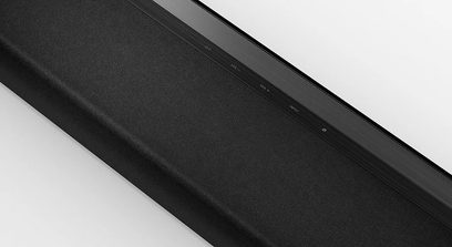 Panasonic SC-HTB700EGK sort soundbar, set oppefra, rektangulær, langstrakt, tynd, mat, høyttalergrill på toppen