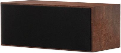 Diffusore centrale Paradigm Founder 70LCR in legno scuro, vista frontale, forma rettangolare orizzontale, griglia nera