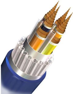 Câble audio analogique RCA Cardas Clear Beyond 1m, kesit görünümü renkli farklı iletkenleri gösteriyor