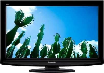 Panasonic TX-L32U2 tv der viser et billede af grønne kaktusser mod en blå himmel