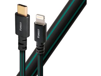 Kabel USB-C na Lightning Audioquest Forest černý a zelený, pozlacené konektory, 0,75 m, detail konektorů