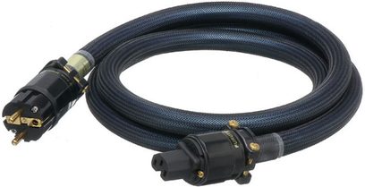 Síťový napájecí kabel Furutech Evolution Power II černý se zlacenými konektory, s tmavě modrým opletem