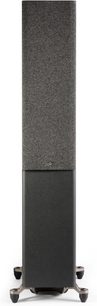 Polk Audio R600 sort højttaler, set forfra, sort gitter, diskant, højttalere, base med gummifødder