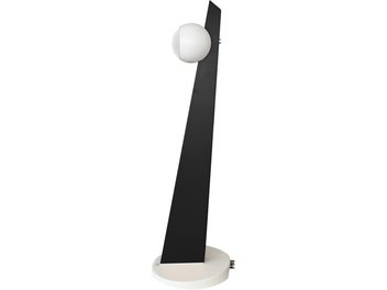 Compacte luidspreker Cabasse iO3, mat wit cilindrisch lichaam, bolvormige luidspreker, rechthoekige zwarte voet