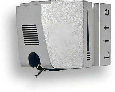 Vertere Acoustics Sabre Lite gümüş metal fonosel, havalandırma yuvalı dikdörtgen kasa ve sağ kenarda siyah dikey "Lite" yazısı, yan görünüm