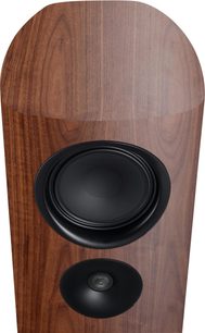 Standlautsprecher Canton Reference 5 GS Nussbaum, Vorderansicht, Nussbaum-Holzgehäuse mit sichtbarem schwarzem Lautsprecher