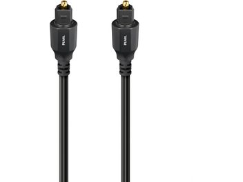 Optický kabel Toslink Audioquest Pearl 1,5 m černý, plášť z PVC, dva černé plastové konektory s pozlacenými hroty a označením „PEARL“, pohled zepředu