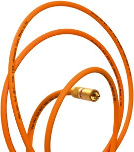 Cavo audio analogico RCA Van den Hul The Tide 1,2 m arancione con connettore RCA dorato in primo piano