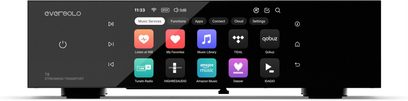 EverSolo T8, digital transport i sort metall, frontvisning, stort berøringsskjerm med app-ikoner og sideknapper