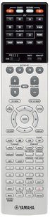 Yamaha RX-A2060 titanium remote control with numeric, navigation, and control buttons, front view