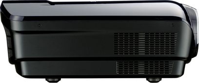 Mitsubishi HC9000DA + sort 3D-pakke, frontvue, blank sort frontpanel, ventilationsgitre