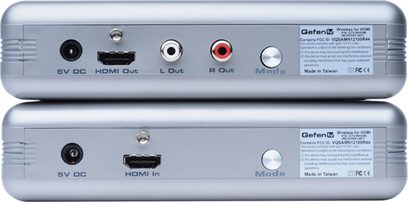 Gefen GTV-W-HDMI HDMI switch og splitter set forfra, metalkabinet, HDMI- og RJ45-stik, LED-indikatorer