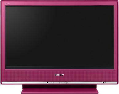 Sony KDL-20S3070 20-tommer fladskærms-LCD-TV, pink fuchsia ramme, sort slukket skærm, set forfra