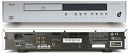 Arcam DIVA-CD73 børstet aluminiums-cd-afspiller, set forfra og oppefra, digitalt display, kontrolknapper