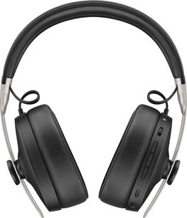 Circumaurální sluchátka Sennheiser Momentum 3 Wireless černá, hlavový most a náušníky z černé kůže, mušle ze stříbrného kovu