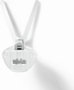 Uchwyt głośnikowy DEVIALET Gecko do Phantom Ultimate 108 dB Opéra de Paris biały, metal i tworzywo sztuczne, widok z przodu, ramię w kształcie V