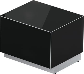 Sonorous EMX 6540 sort audio-/videomøbel, sort kube, blanke flader, rette vinkler, perspektivisk forfra