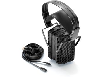 Cuffia hi-fi aperta STAX Lambda SR-L700MK2 nera, archetto imbottito, padiglioni rettangolari con griglia, cavo rimovibile