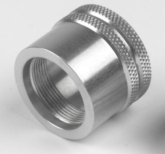 Pladespillercentrering Michell Engineering Finger Locking Nut, cylindrisk metalstykke, sort og hvid