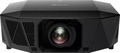 Epson EH-QL3000 must videoprojektor, eestvaade, keskne objektiiv, külgmised ventilatsiooniavad, nupud paremal küljel