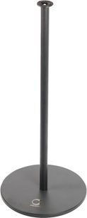 Elipson W35 Stand sort mat højttaler-fod, rund base, slank cylindrisk lang stang, set forfra på hvid baggrund