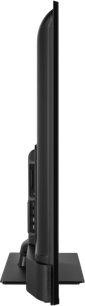 Panasonic TX-55LX610E fladskærms-TV, set fra siden, flad skærm, sort ramme og fod, stik på bagsiden