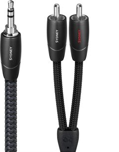 Cavo AudioQuest Sydney mini-jack da 3,5 mm a due RCA, connettori neri e guaina intrecciata nera