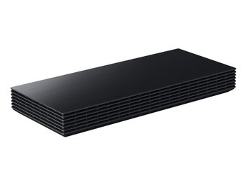 Trasmettitore wireless Samsung Box One Connect 2026 nera rettangolare con sottili griglie in vista a tre quarti