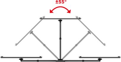 Vægbeslag til TV Meliconi FDR 400 FLAT FB, sort metalstruktur, set forfra, hældningsvinkel 25°