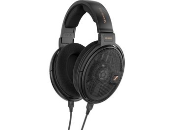 Słuchawki otwarte hi-fi Sennheiser HD 660S2 w kolorze czarnym, skórzany pałąk, duże nauszniki, welurowe poduszki, pleciony kabel
