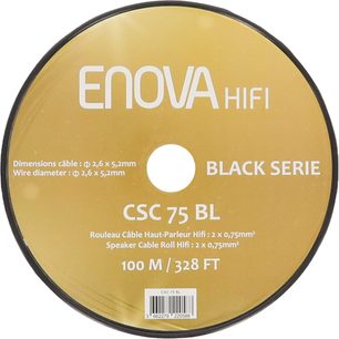 Cavo per altoparlanti Enova HIFI CSC 75 BL in rotolo, etichetta rotonda dorata Black Serie 100 m