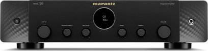 Integrovaný stereofonní zesilovač Marantz Model 70 černý, čelní pohled s centrálním kruhovým displejem a otočnými ovladači