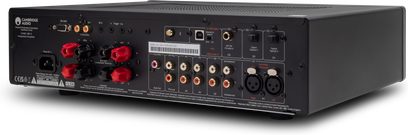 Cambridge Audio CXA81 MkII Silber Stereo-Hi-Fi-Verstärker, Rückansicht, Anschlüsse auf der Rückseite, Knöpfe und Buchsen