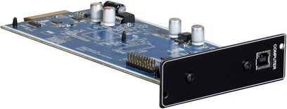 Tarjeta de expansión NAD MDC USB DSD con conectores USB y RCA, componentes electrónicos en placa de circuito impreso azul
