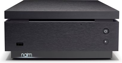Naim Uniti Core mat sort CD-afspiller, frontvisning, minimalistisk front med CD-sprække og kontrolknapper