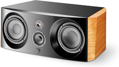 Focal Electra CC 1000 S sort og træ center højttaler, set forfra, 2 synlige højttalere, diskant i midten