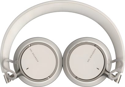 Căști hifi wireless Beyerdynamic AVENTHO 100 crem, structură pliabilă din plastic și metal bej cu bandă de susținere căptușită și cupe circulare rabatate, vedere de sus