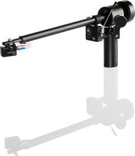 Hi-fi pladespiller ClearAudio Pack Concept Signature Jubilee Black, sort tonearm, set fra siden, hvid baggrund