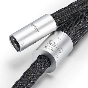 Analogt XLR-lydkabel Inakustik NF-2405 AIR 1,5m, sølvfarvede cylindriske metalstik, sort flettet kappe