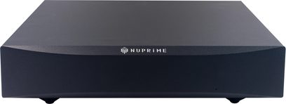 Високоякісний підсилювач потужності Nuprime STA-9X чорного кольору, вигляд спереду, прямокутна форма, матовий чорний колір