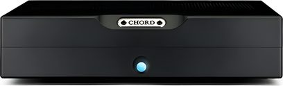 Zesilovač Chord BerTTi černý, přední panel s logem, modře podsvícené tlačítko, matný černý obdélníkový kryt