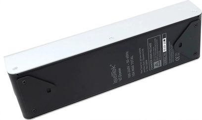 V5 GEMINI, onderaanzicht, rechthoekige behuizing, zwarte onderkant, zilveren schroeven, technische opschriften