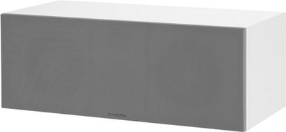 Centrální reproduktor Bowers & Wilkins HTM61 S2 bílý, tmavě šedé provedení, pohled zepředu, podlouhlý obdélníkový tvar