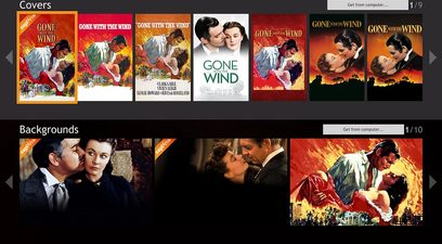 Baggrunde og baggrundsscener fra filmen "Gone with the Wind" med forskellige romantiske scener mellem de to hovedpersoner